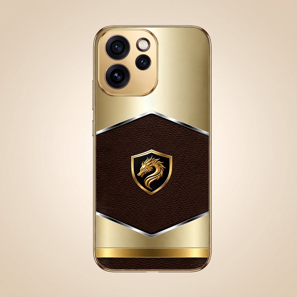 Oppo Reno 15 Pro Mini 5G Dragon Crest Gold Electroplated Glass Phone Back Case