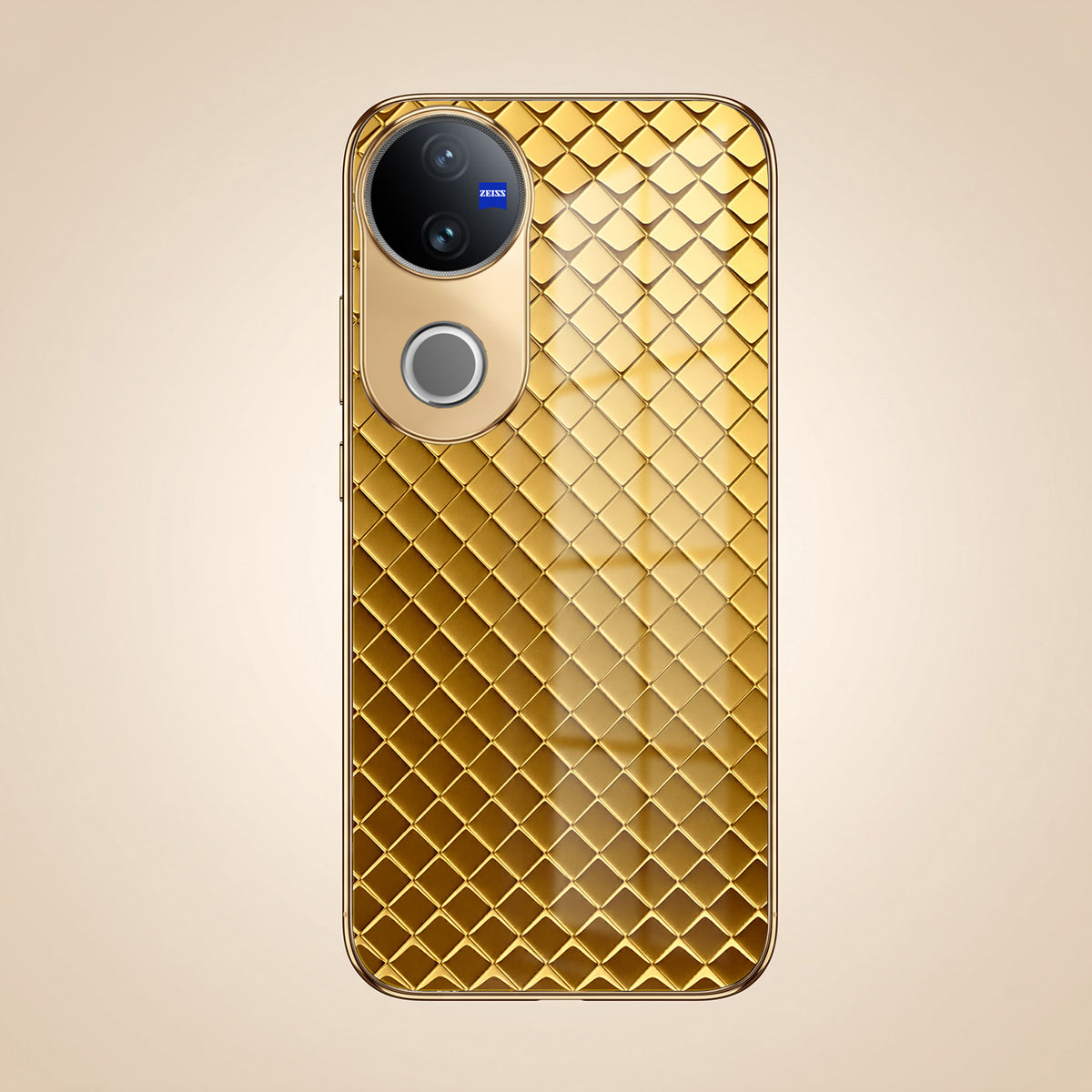 Vivo V50 5G Golden Criss Cross Gold Electroplated Glass Phone Back Case