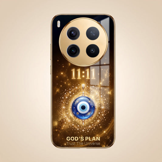 Vivo X300 Pro 5G God’s Plan Evil Eye Gold Electroplated Glass Phone Back Case