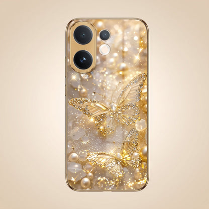 Vivo V60 5G Golden Butterfly Gold Electroplated Glass Phone Back Case