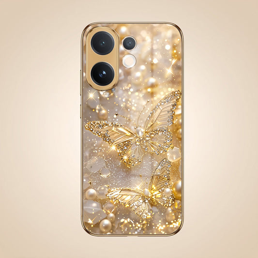 Vivo T4 Pro 5G Golden Butterfly Gold Electroplated Glass Phone Back Case