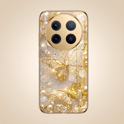 Vivo X300 Pro 5G Golden Butterfly Gold Electroplated Glass Phone Back Case