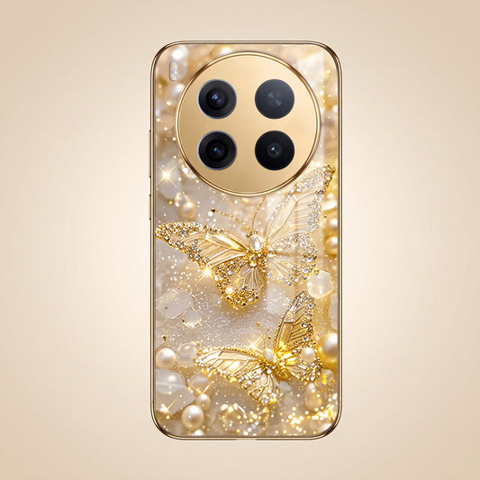Vivo X300 Pro 5G Golden Butterfly Gold Electroplated Glass Phone Back Case