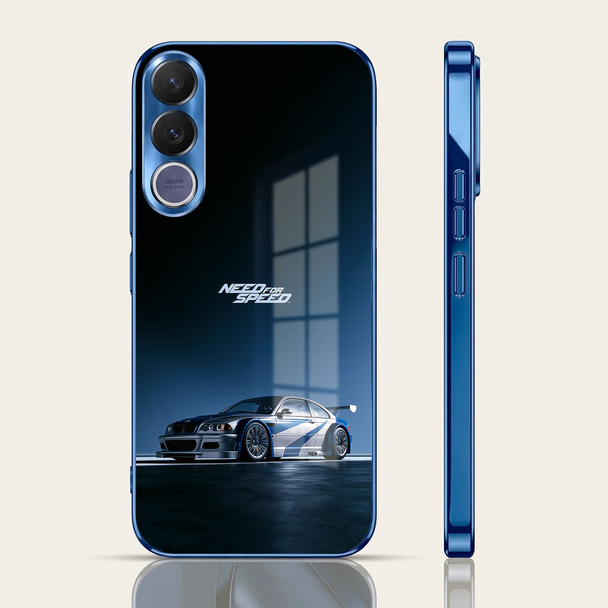 Vivo V70 FE 5G Need For Speed Blue Electroplated Glass Phone Back Case