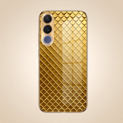 Vivo V70 FE 5G Golden Criss Cross Gold Electroplated Glass Phone Back Case