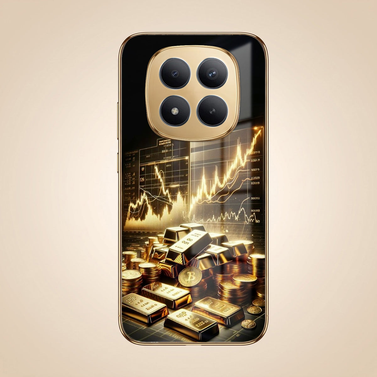 Redmi Note 15 Pro Plus 5G Luxury Wealth Trader Gold Electroplated Glass Phone Back Case