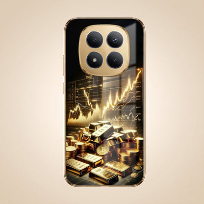 Redmi Note 15 Pro Plus 5G Luxury Wealth Trader Gold Electroplated Glass Phone Back Case