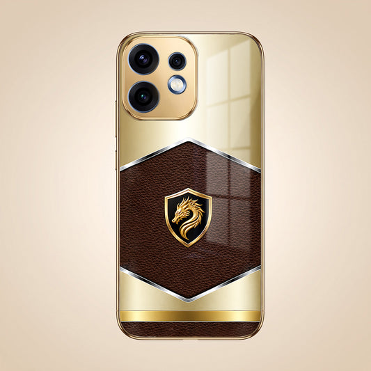 Oppo Reno 16 5G Dragon Crest Gold Electroplated Glass Phone Back Case