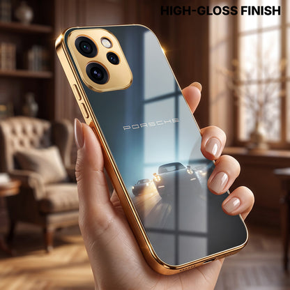 Oppo Reno 15 Pro Mini 5G Porsche Luxury Gold Electroplated Glass Phone Back Case