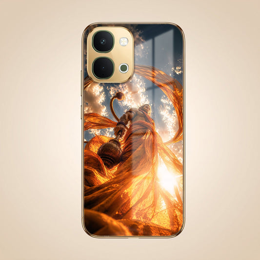 Vivo T5x 5G Divine Hanuman Gold Electroplated Glass Phone Back Case