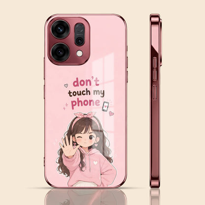 Oppo Reno 14 5G Luxury Anime Girl Pink Electroplated Glass Phone Back Case