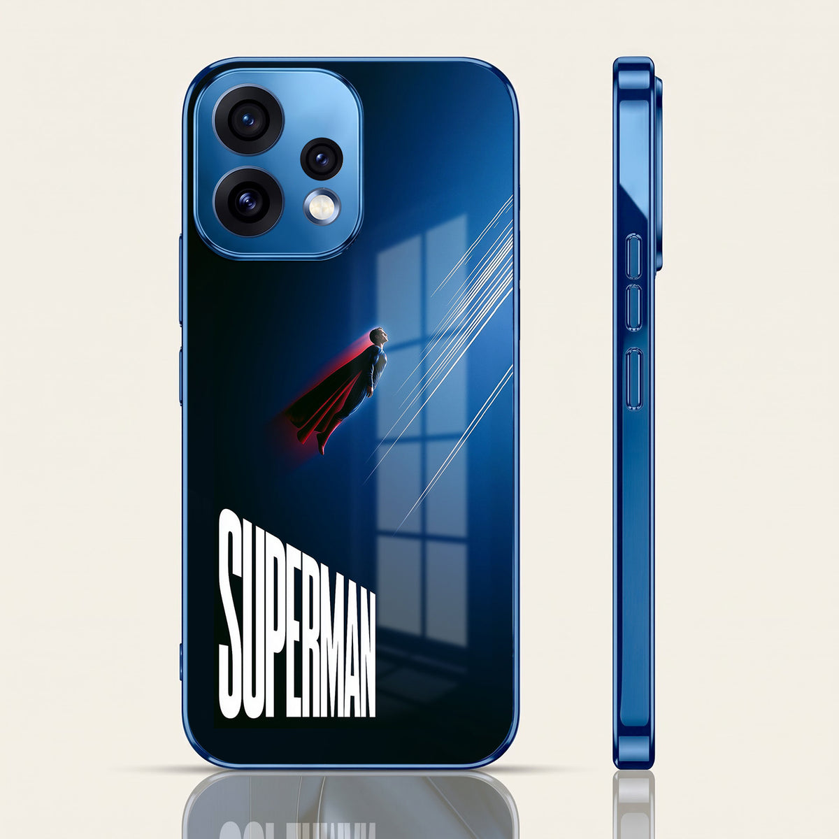 Oppo Reno 15 5G Superman Blue Electroplated Glass Phone Back Case