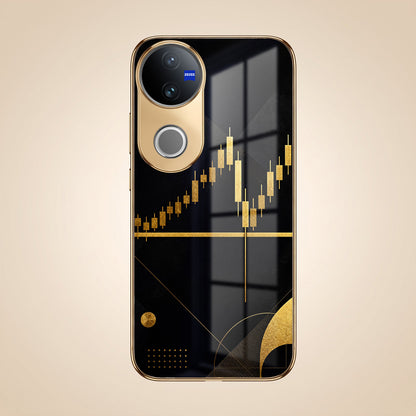 Vivo V50 5G Trading Candles Gold Electroplated Glass Phone Back Case