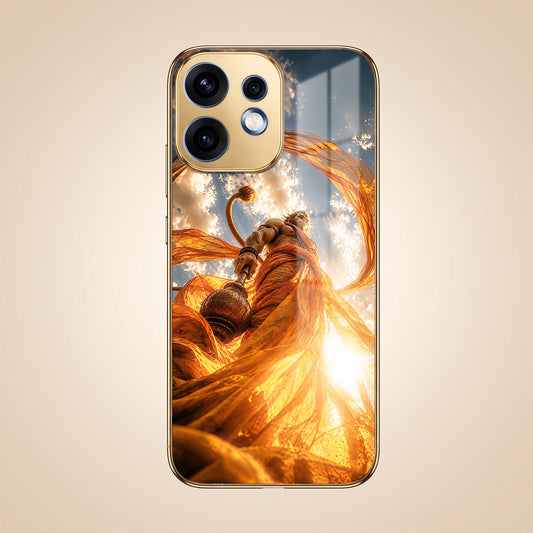 Oppo Reno 16 5G Divine Hanuman Gold Electroplated Glass Phone Back Case