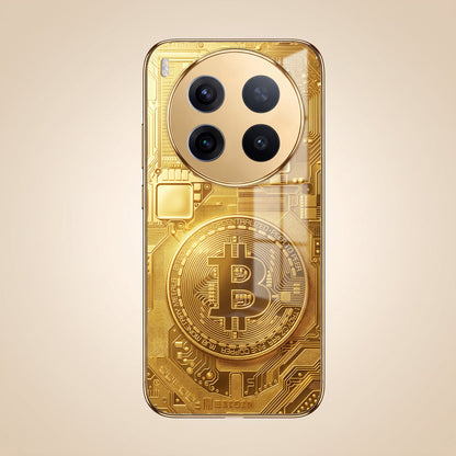 Vivo X300 Pro 5G Bitcoin Gold Electroplated Glass Phone Back Case