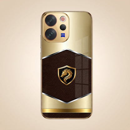 Vivo V70 5G Dragon Crest Gold Electroplated Glass Phone Back Case