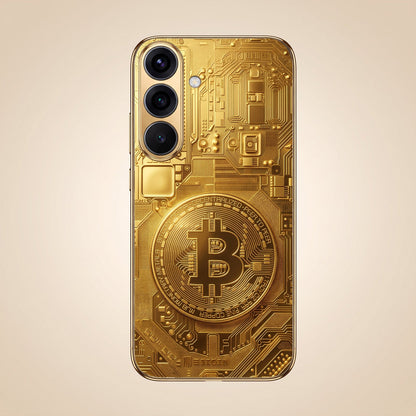 Samsung Galaxy A36 5G Bitcoin Gold Electroplated Glass Phone Back Case