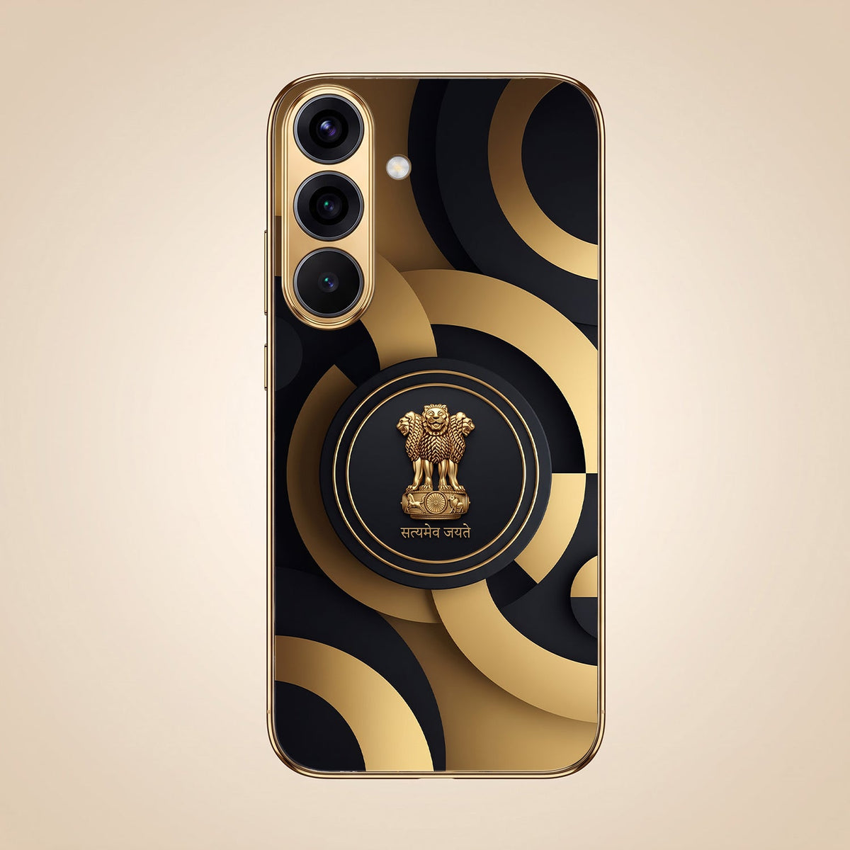 Samsung Galaxy A36 5G Royal Emblem Gold Electroplated Glass Phone Back Case