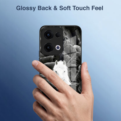 Oppo Reno 13 5G Premium Acrylic Shockproof Glass Back Case (Mystic Stallion)