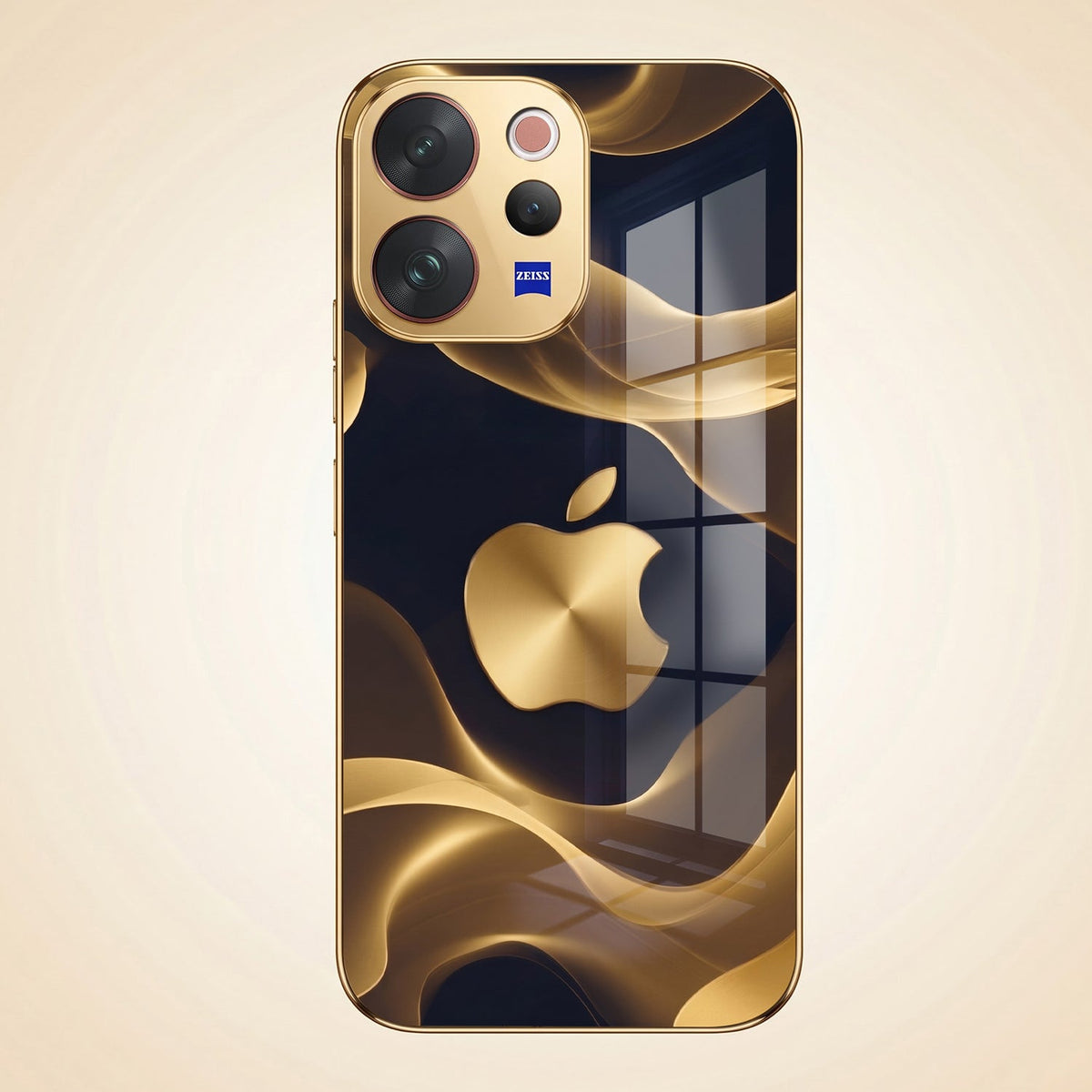 Vivo V70 5G Luxury Wave Gold Electroplated Glass Phone Back Case