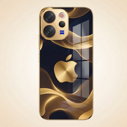 Vivo V70 5G Luxury Wave Gold Electroplated Glass Phone Back Case