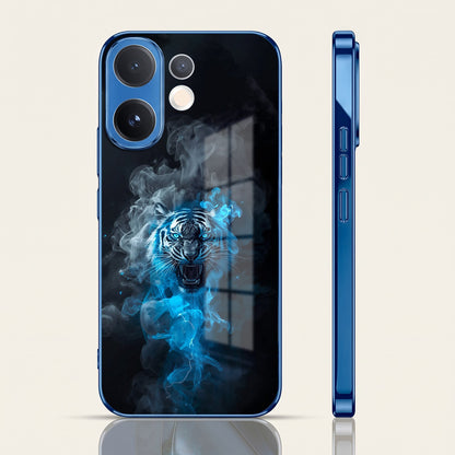 Vivo V60 5G Blue Spirit Tiger Blue Electroplated Glass Phone Back Case