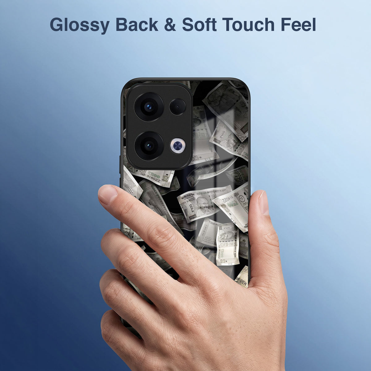 Oppo Reno 13 5G Premium Acrylic Shockproof Glass Back Case (Money Magnet)