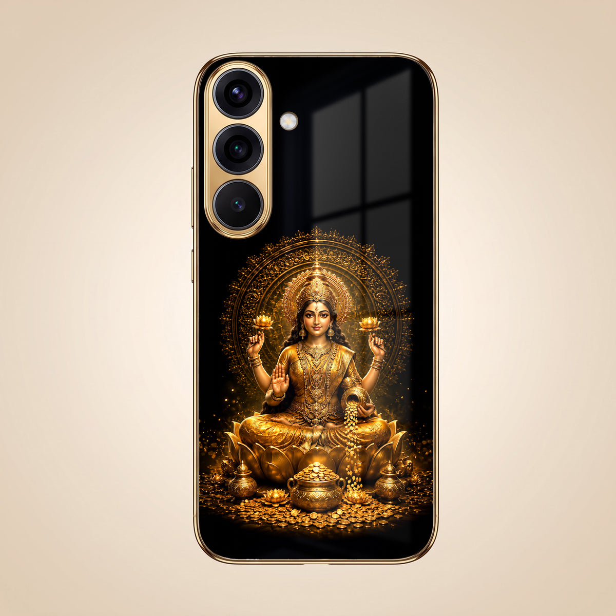 Samsung Galaxy A36 5G Golden Maa Lakshmi Gold Electroplated Glass Phone Back Case