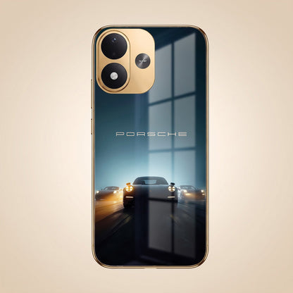 Redmi Note 17 5G Porsche Luxury Gold Electroplated Glass Phone Back Case