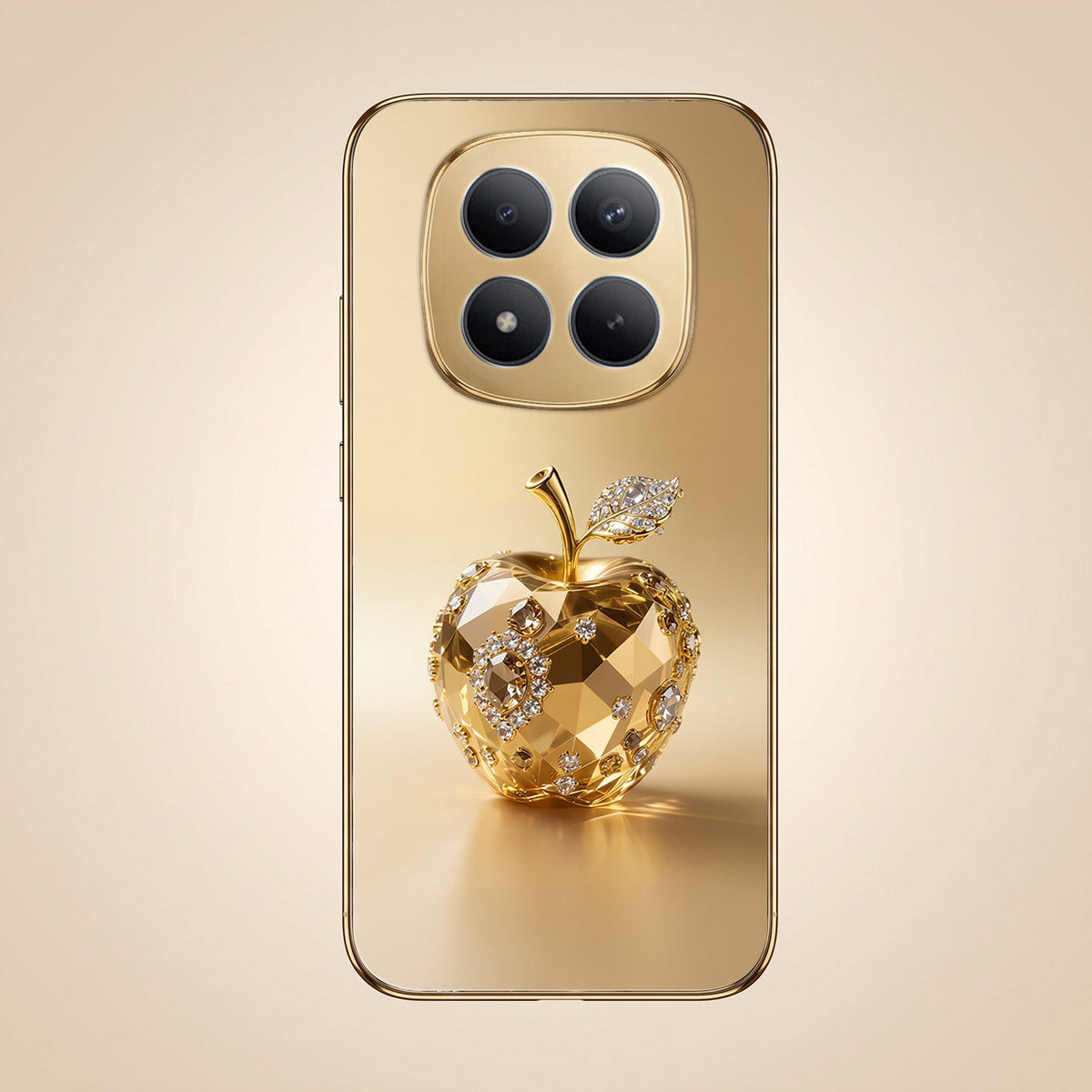 Redmi Note 15 Pro+ 5G Golden Apple Gold Electroplated Glass Phone Back Case