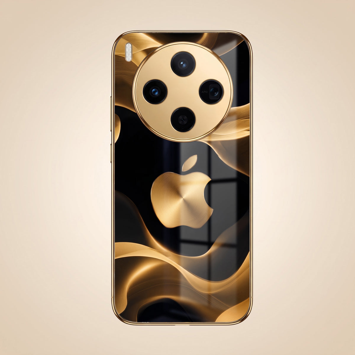 Vivo X300 5G Luxury Wave Gold Electroplated Glass Phone Back Case