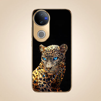 Vivo V50 5G Panther Gold Electroplated Glass Phone Back Case