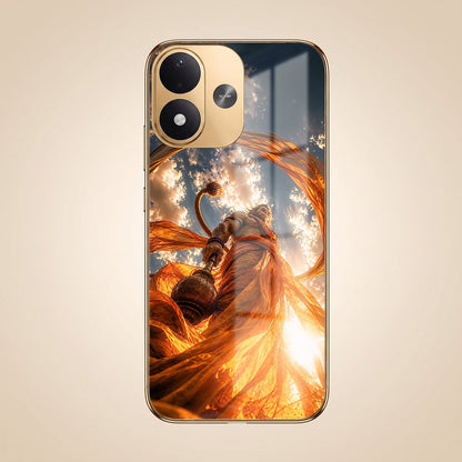 Redmi Note 17 5G Divine Hanuman Gold Electroplated Glass Phone Back Case