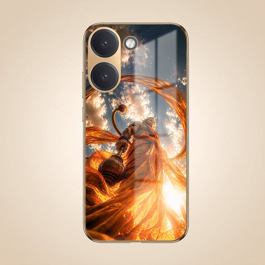 Poco X8 Pro 5G Divine Hanuman Gold Electroplated Glass Phone Back Case
