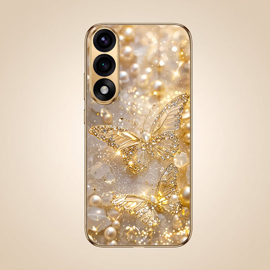 Oneplus Nord 5 5G Golden Butterfly Gold Electroplated Glass Phone Back Case