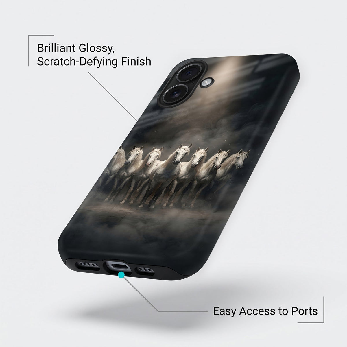 iPhone 16 5G Running Horses Protective Cases