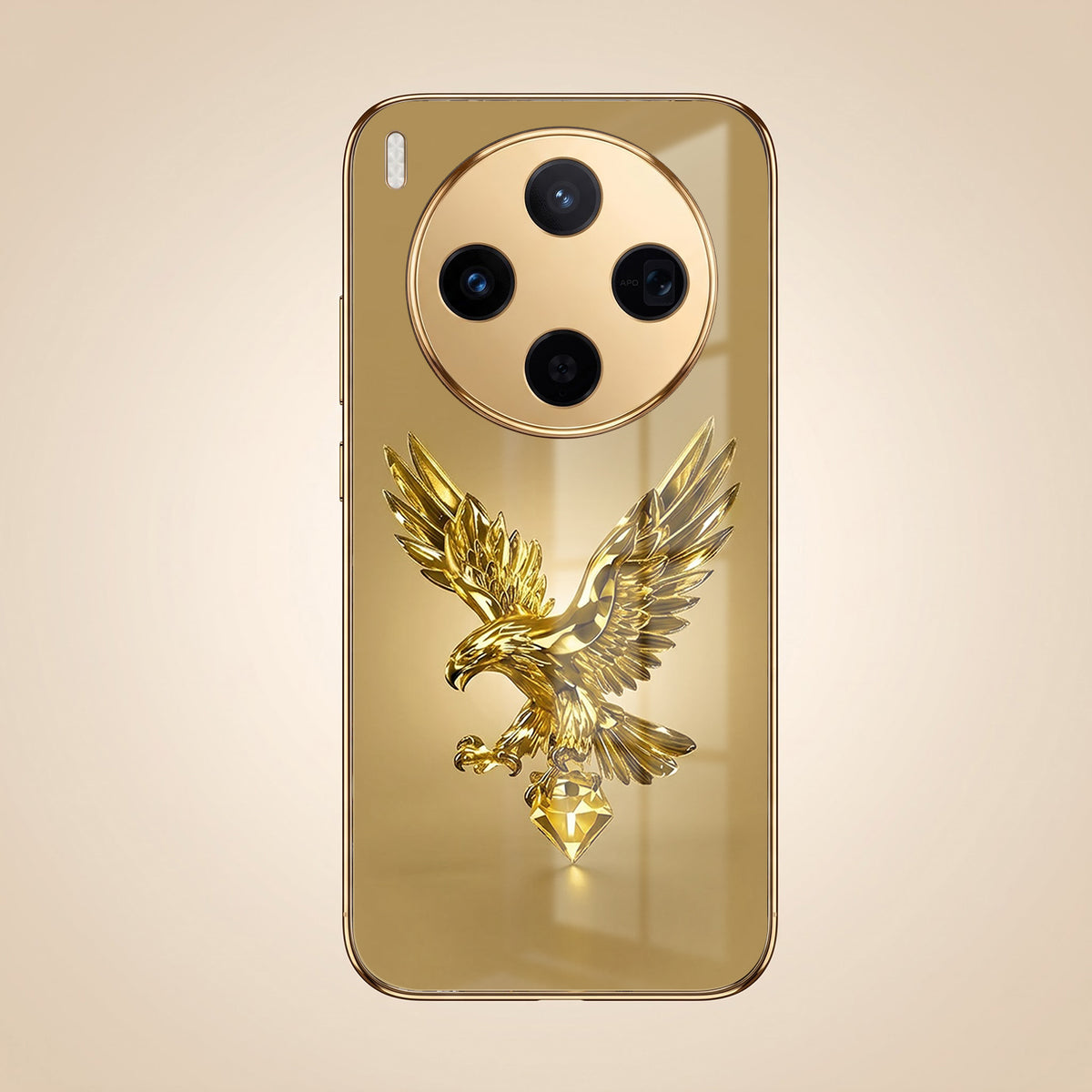 Vivo X300 5G Golden Eagle Gold Electroplated Glass Phone Back Case