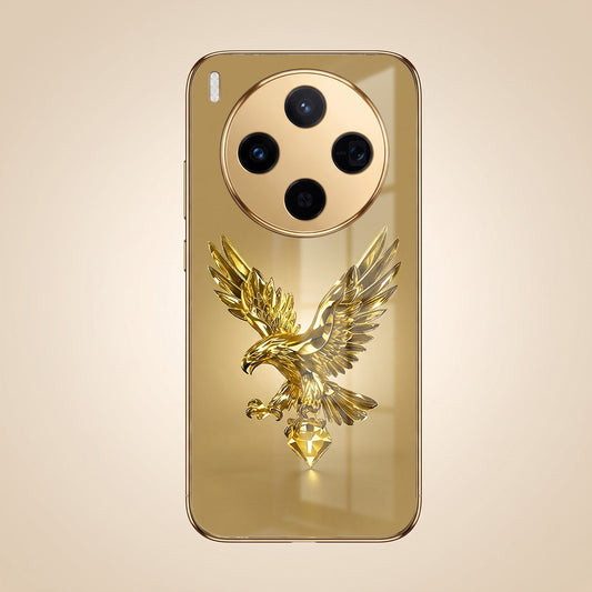 Vivo X300 5G Golden Eagle Gold Electroplated Glass Phone Back Case