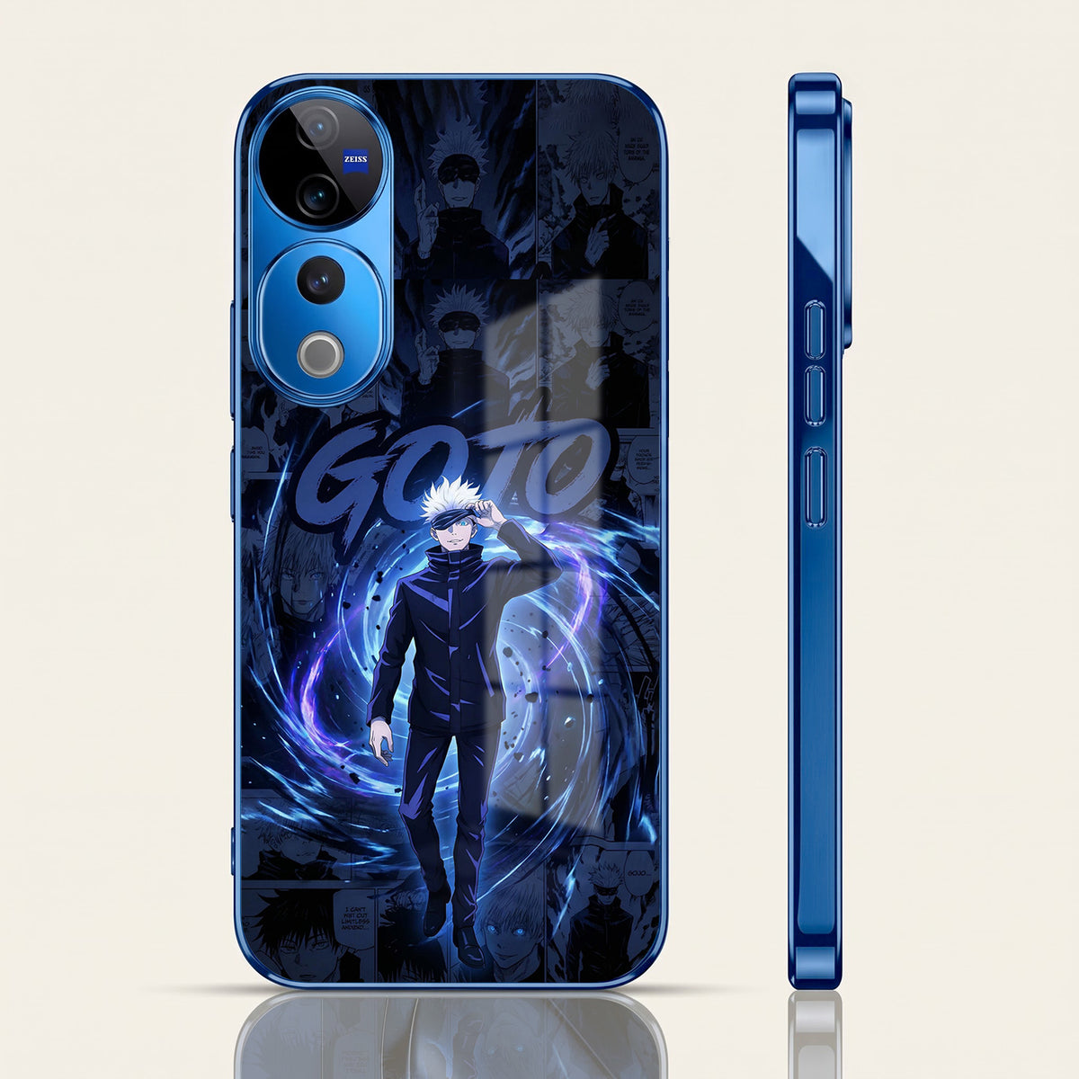 Vivo V40 Pro 5G Jujutsu Kaisen Blue Electroplated Glass Phone Back Case