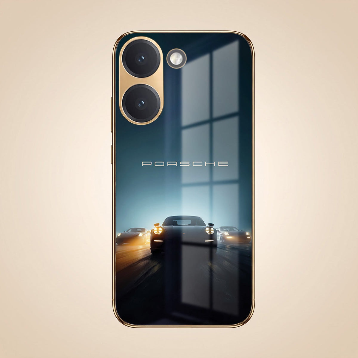 Poco X8 Pro 5G Porsche Luxury Gold Electroplated Glass Phone Back Case
