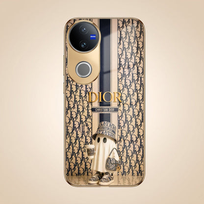 Vivo V50 5G Luxury Dior Gold Electroplated Glass Phone Back Case