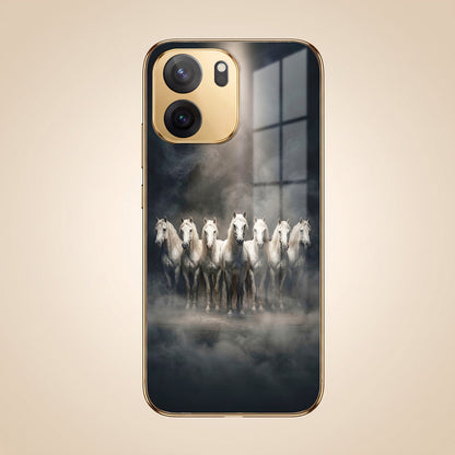 OnePlus Nord CE6 5G Running Horses Gold Electroplated Glass Phone Back Case