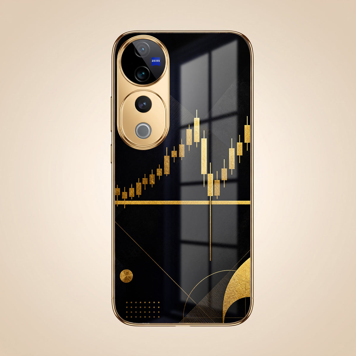 Vivo V40 Pro 5G Trading Candles Gold Electroplated Glass Phone Back Case