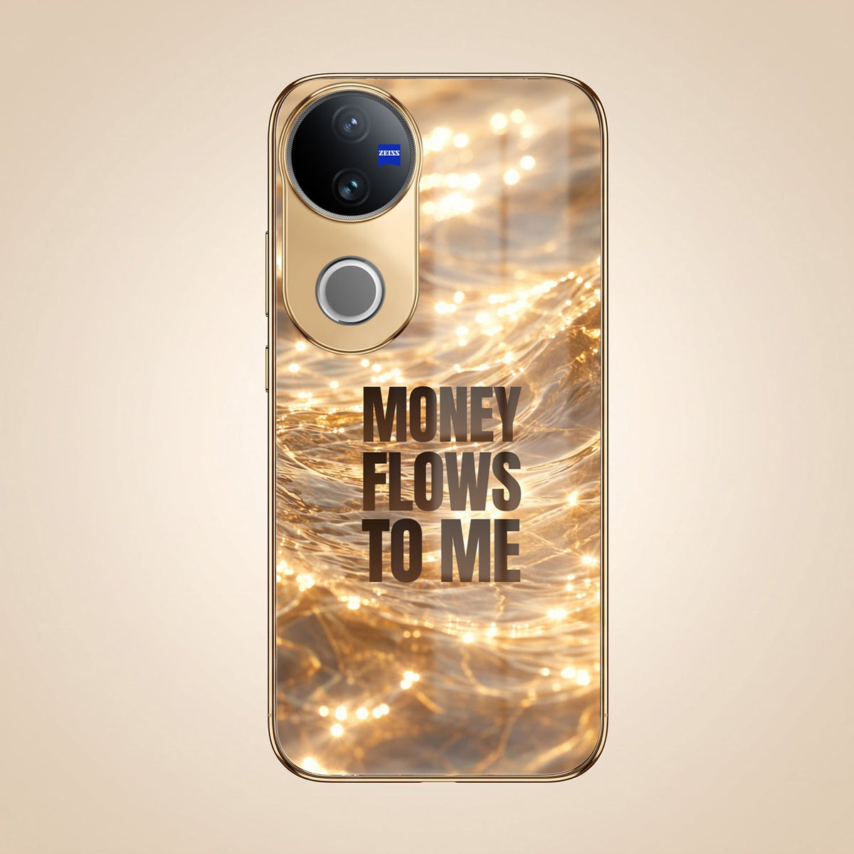 Vivo V50 5G Money Flows To Me Gold Electroplated Glass Phone Back Case