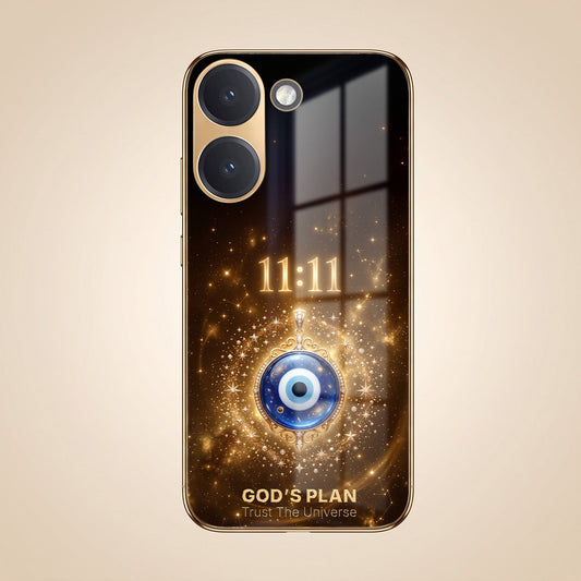 Poco X8 Pro 5G God’s Plan Evil Eye Gold Electroplated Glass Phone Back Case