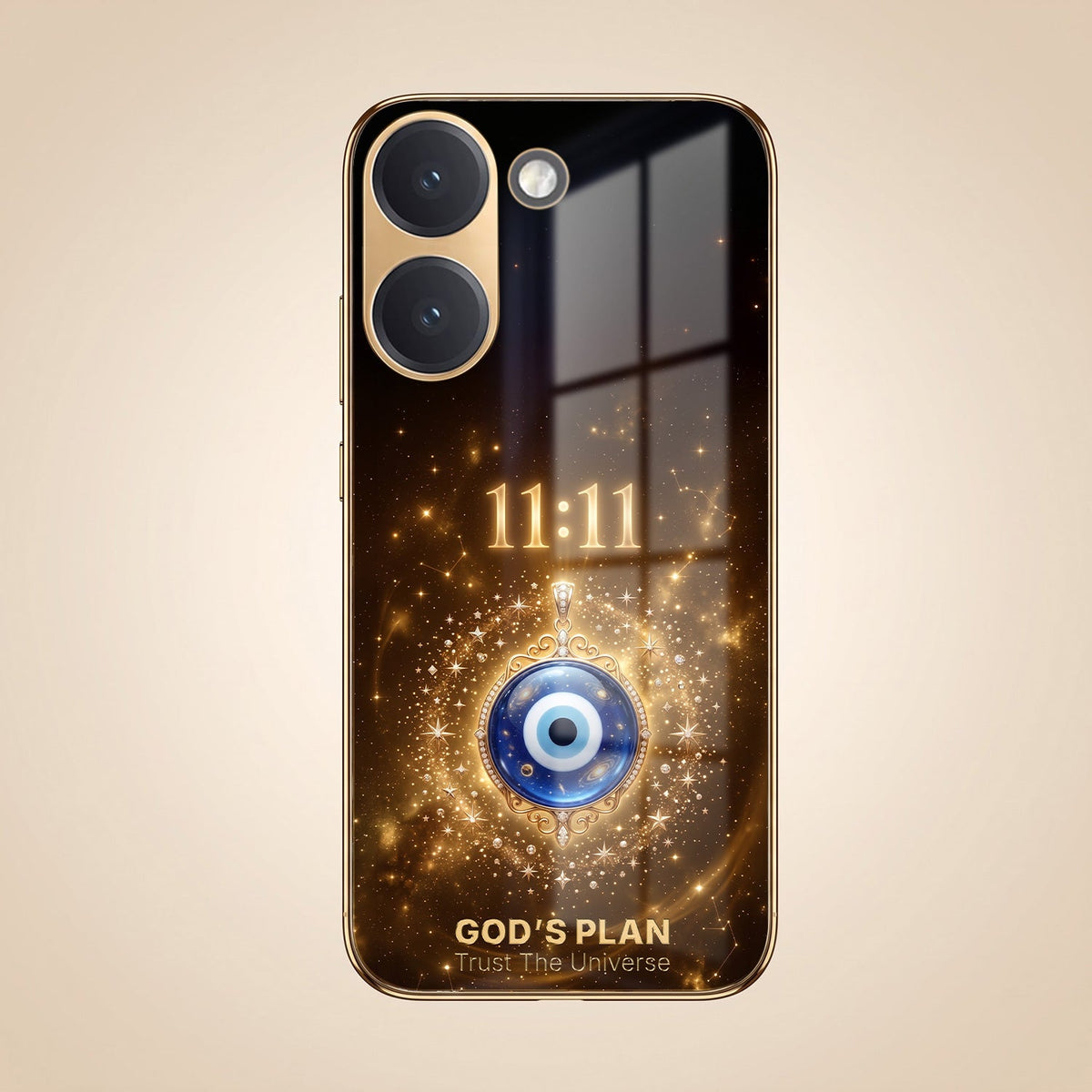 Poco X8 Pro 5G God’s Plan Evil Eye Gold Electroplated Glass Phone Back Case