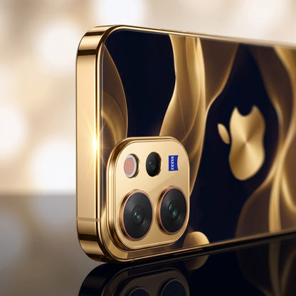 Vivo V70 5G Luxury Wave Gold Electroplated Glass Phone Back Case