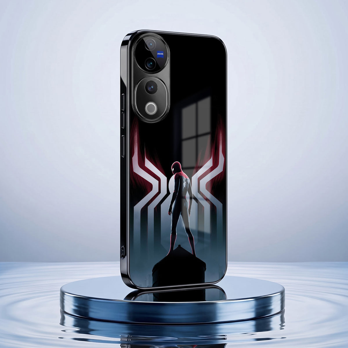 Vivo V40 Pro 5G Spiderman Black Electroplated Glass Phone Back Case