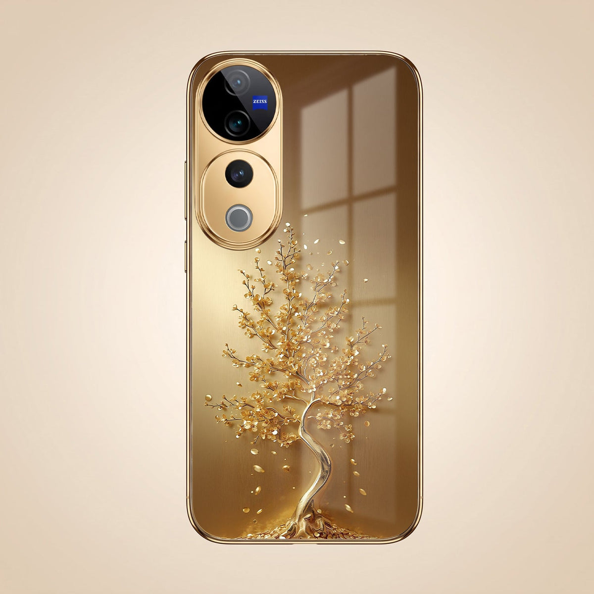 Vivo V40 Pro 5G Golden Tree Gold Electroplated Glass Phone Back Case