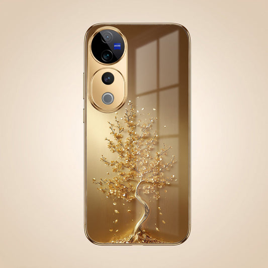 Vivo V40 Pro 5G Golden Tree Gold Electroplated Glass Phone Back Case